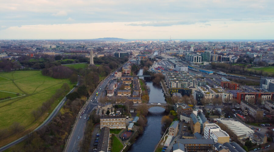 Dublin City from an aerial drone view