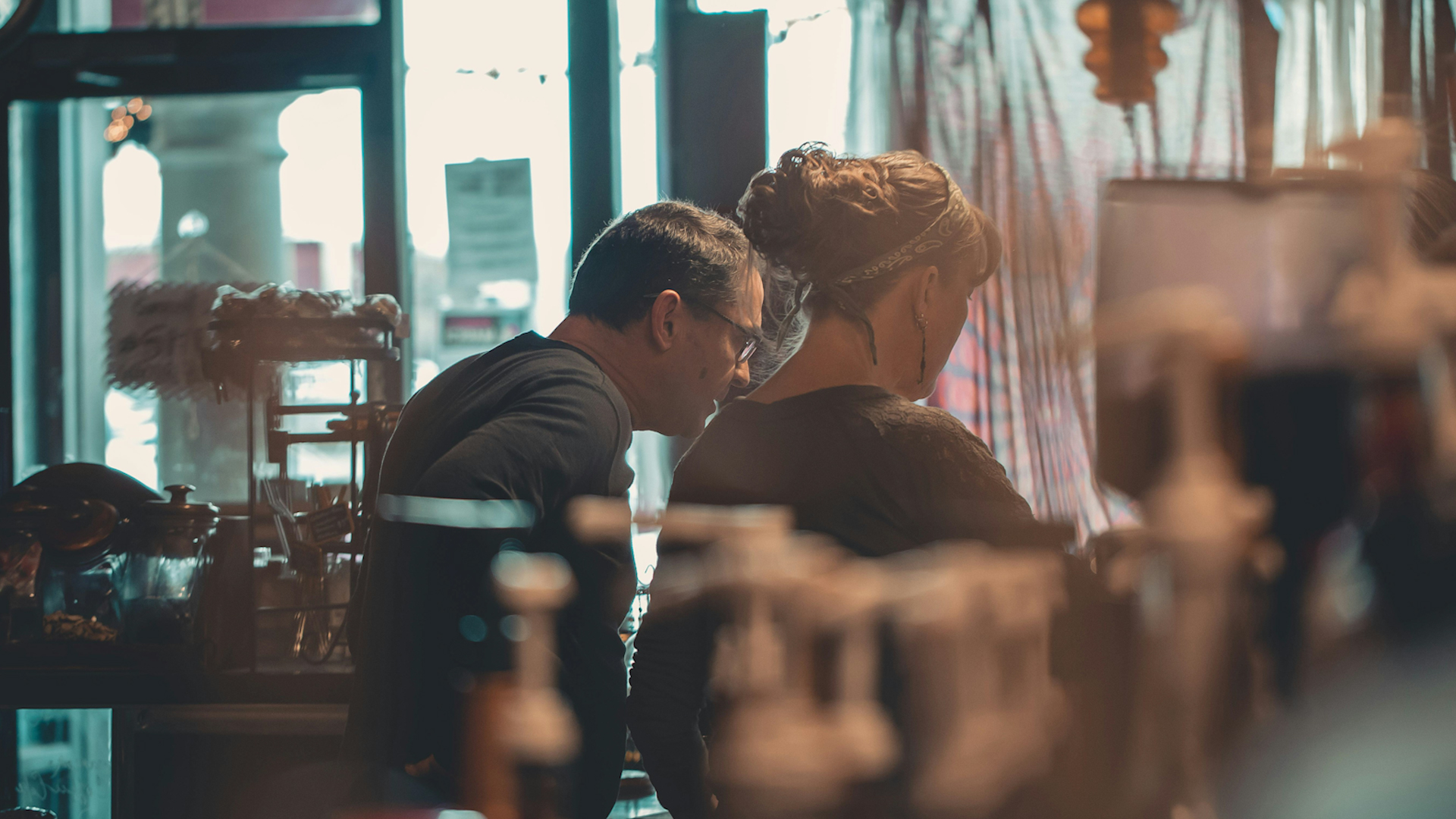 Small business owners working