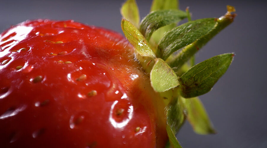 extreme close up of a strawberry