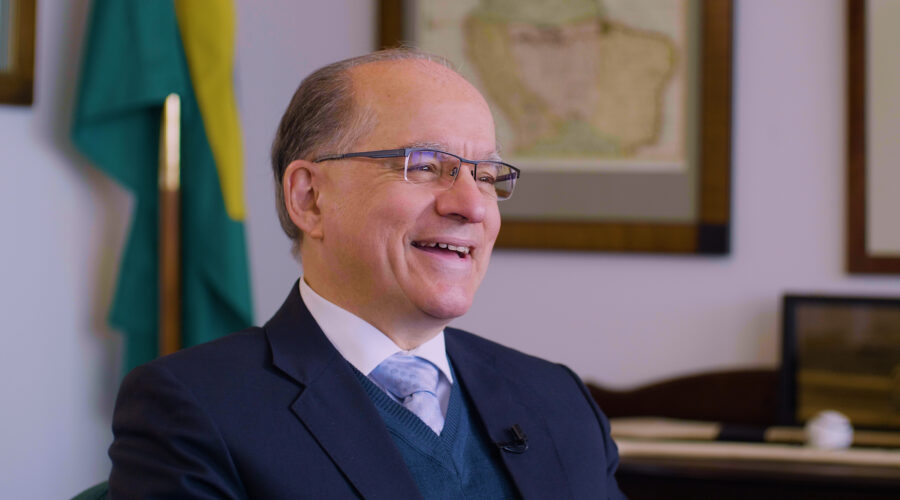 Brazilian ambassador to Ireland laughing in an interview