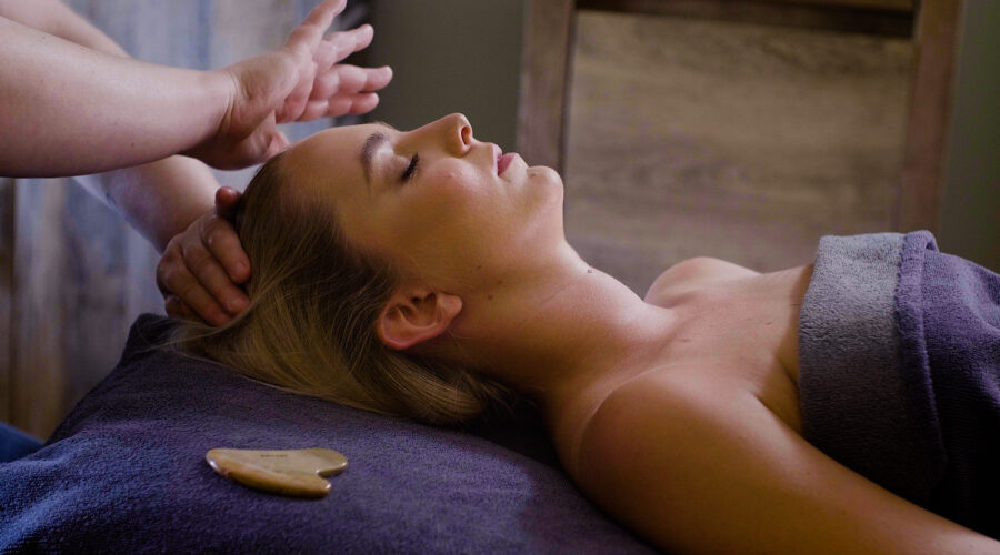 woman having a massage in a spa