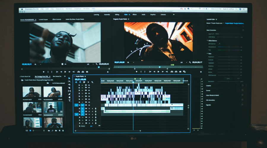 video editing software on screen